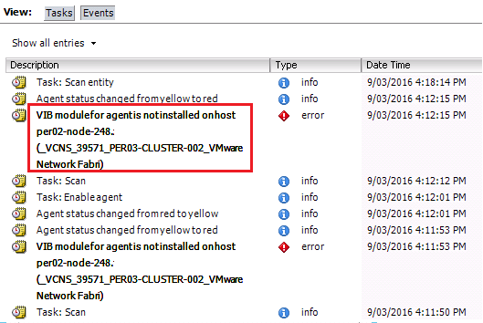 NSX Bytes: NSX-v 6.3 Host Preparation Fails with Agent VIB module not installed