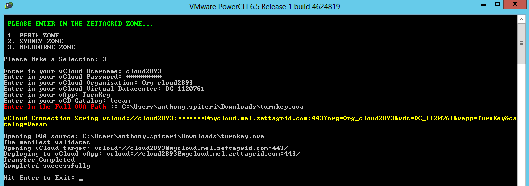 OVFTool: vCloud Director OVA Upload PowerShell Script
