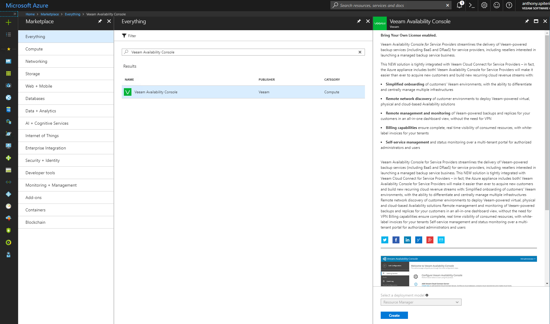 Veeam Availability Console now available from Azure Marketplace