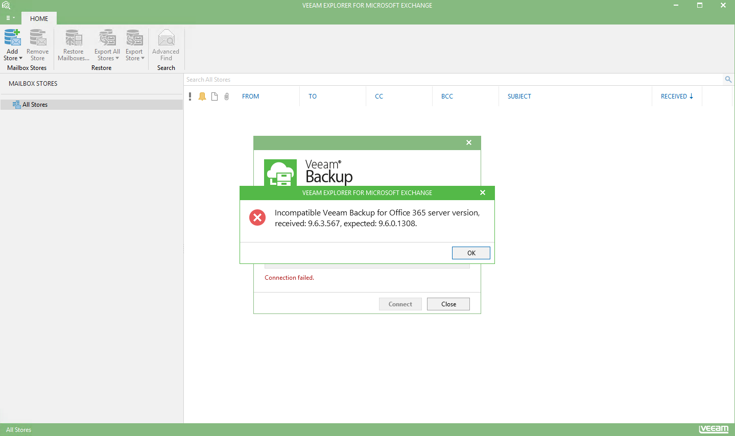 Quick Fix - Backup for Office 365 Self Service Recovery Fails with Incompatible Version