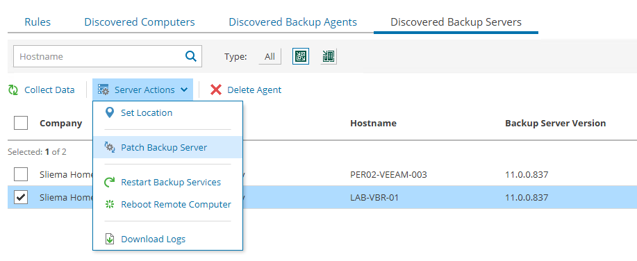 Quick Look - Patching Remotely Managed VBR Servers with Service Provider Console