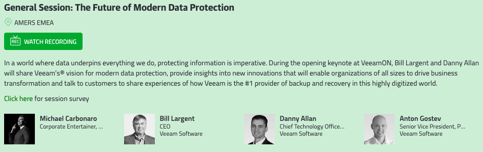 VeeamON Top Sessions