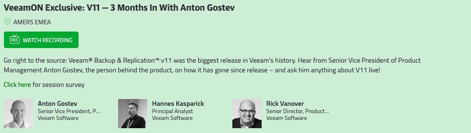 VeeamON Top Sessions